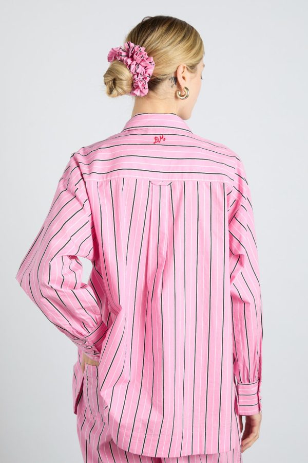 garter scrunchie in bold pink stripe - Image 2