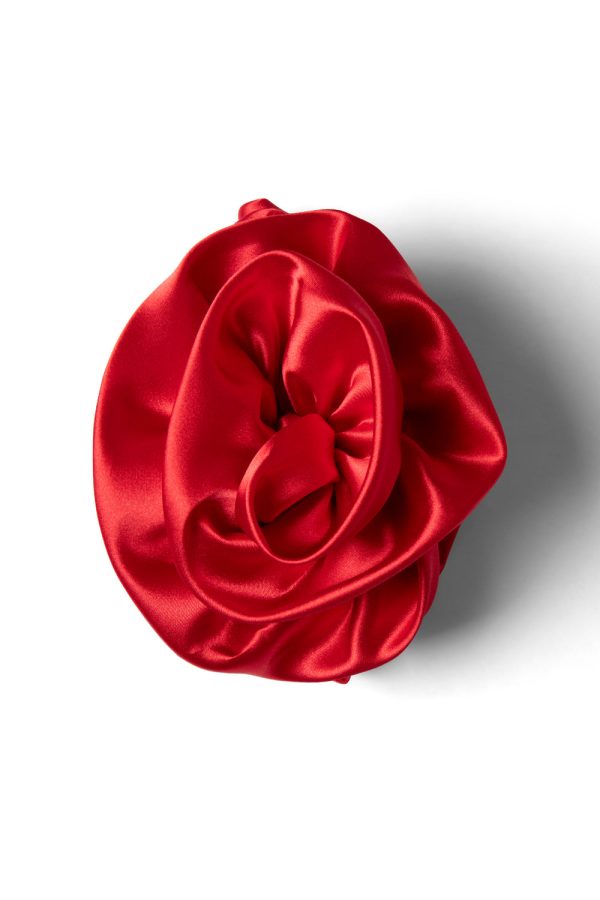 oversized satin rose hairclip in red - Image 2