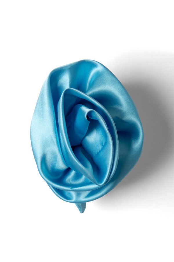 oversized satin rose hairclip in blue - Image 2
