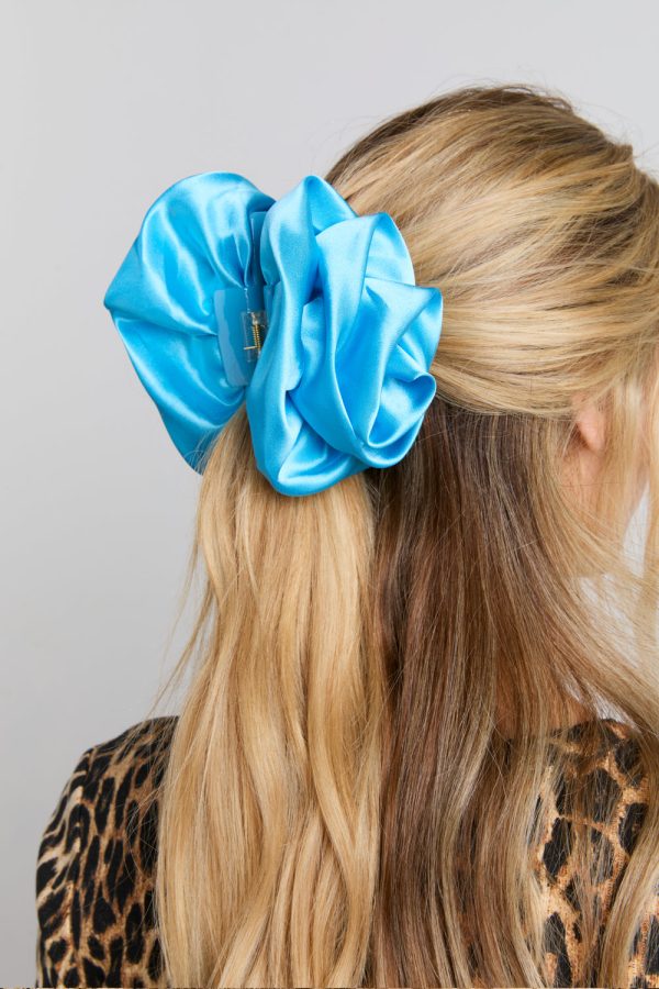 oversized satin rose hairclip in blue - Image 4