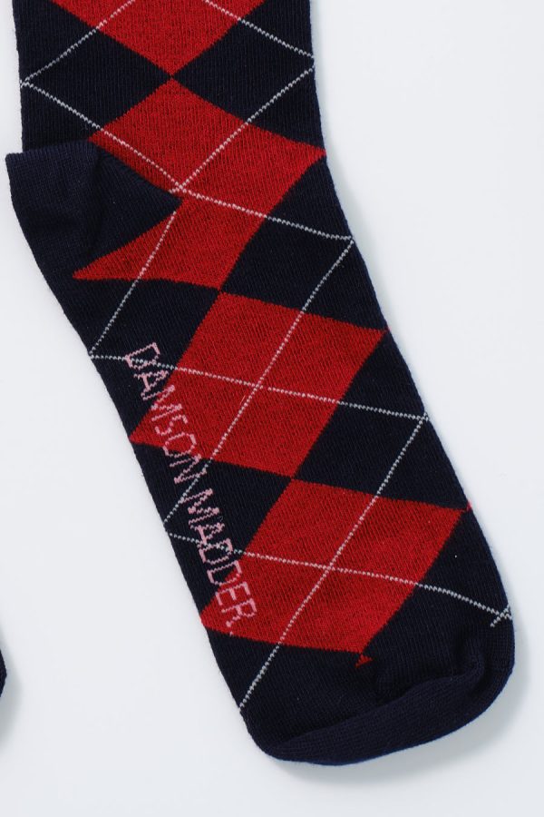 knee length socks -  navy argyle - Image 3