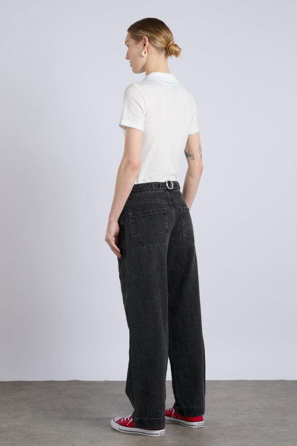 drew jeans- washed black broderie - Image 4