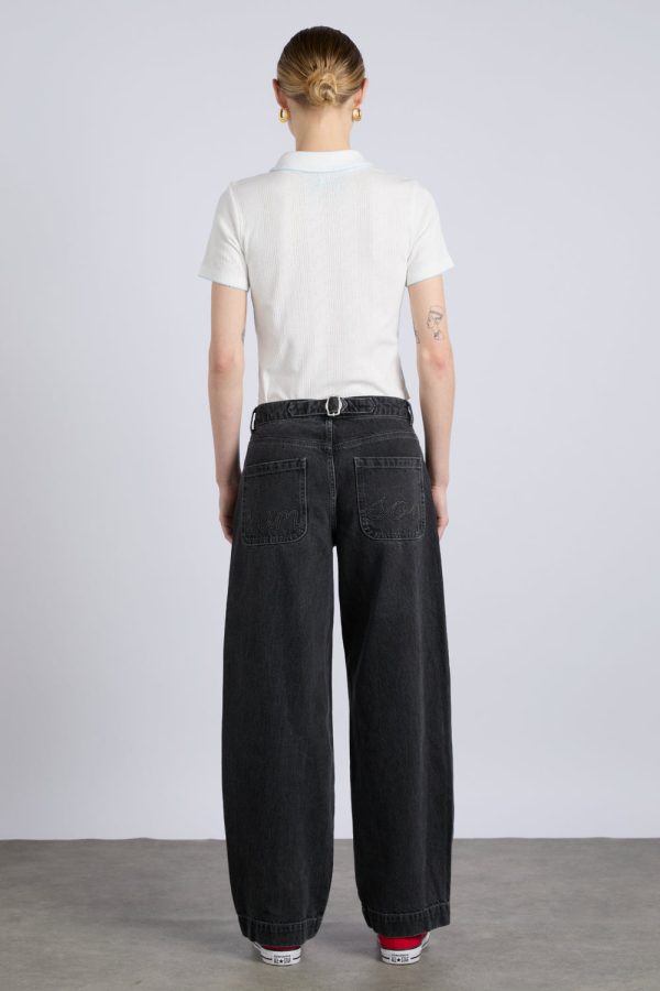drew jeans- washed black broderie - Image 5