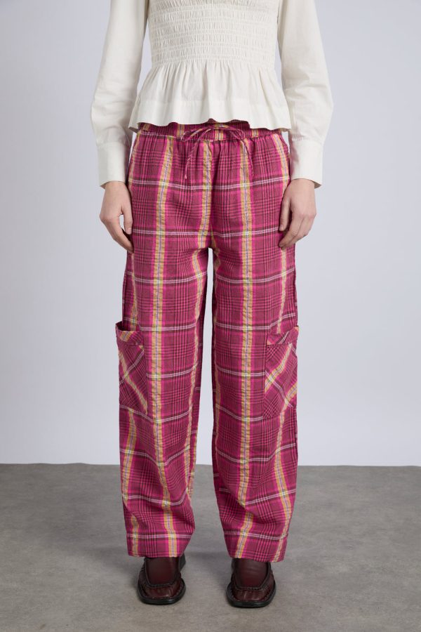 harrison trouser - pink/khaki check - Image 2