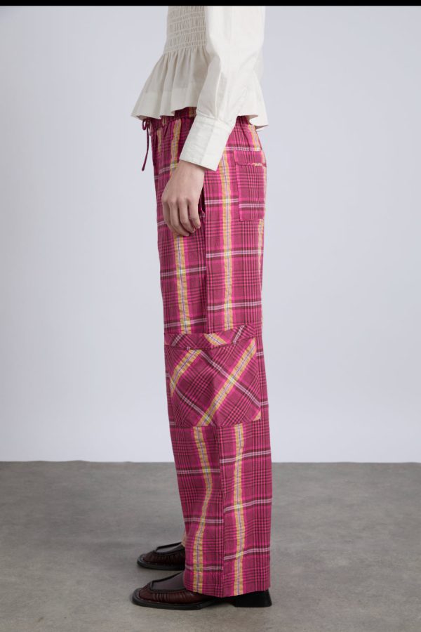 harrison trouser - pink/khaki check - Image 3