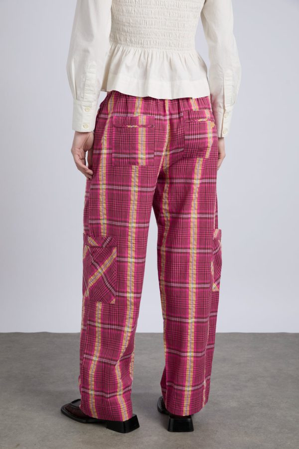 harrison trouser - pink/khaki check - Image 4