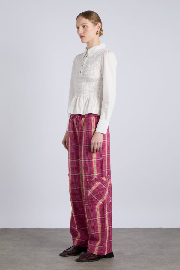 harrison trouser - pink/khaki check - Image 5