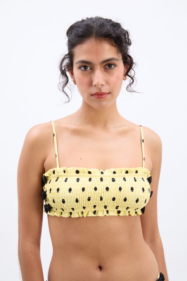shirred bow bikini top - butter spot - Image 4