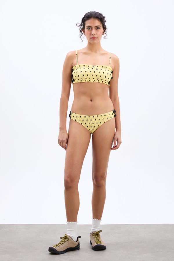 shirred bow bikini bottoms - butter spot