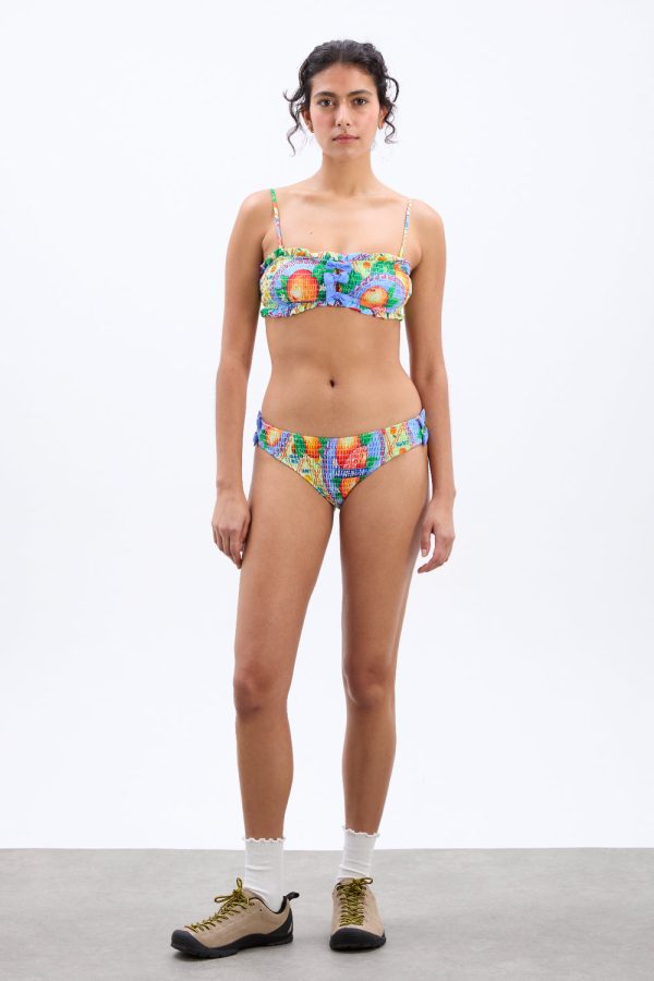 shirred bow bikini bottoms - orange wrapper