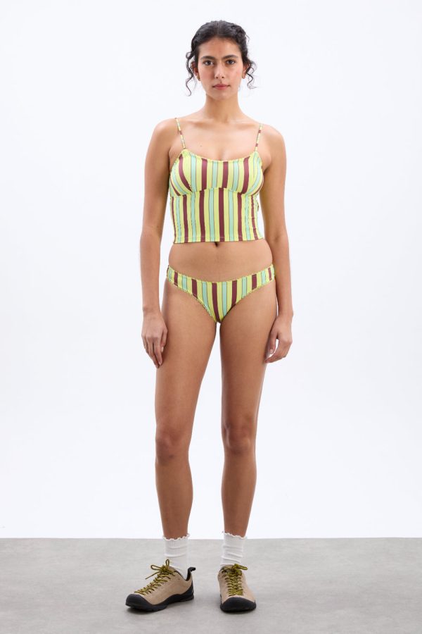 picot trim tankini top - tropical stripe - Image 2