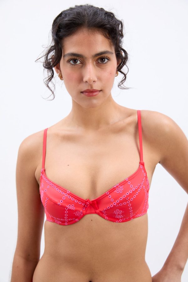 uma underwire bikini top - red broderie - Image 3