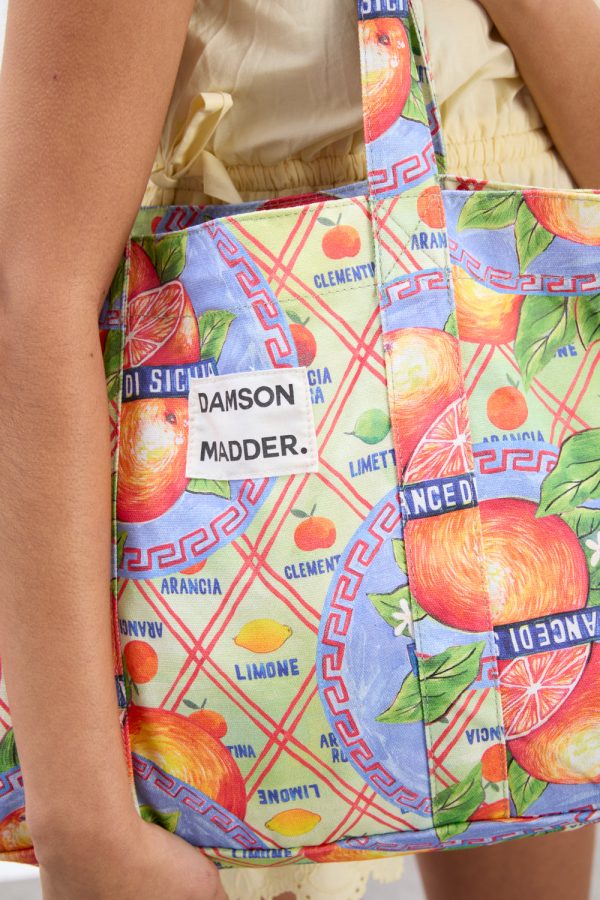 printed canvas tote- orange wallpaper - Image 2