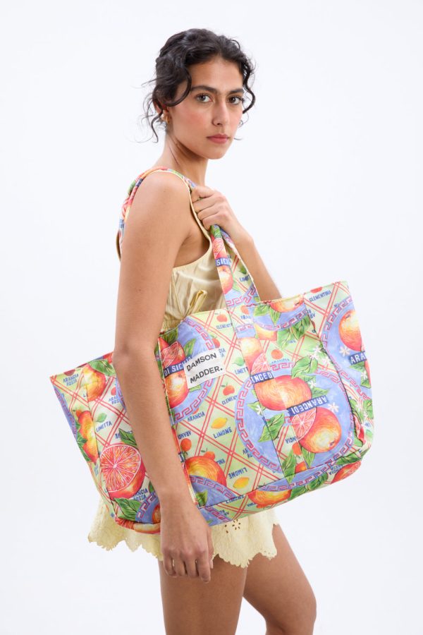 printed canvas tote- orange wallpaper - Image 3