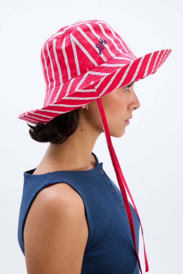 sun hat in red stripe - Image 2